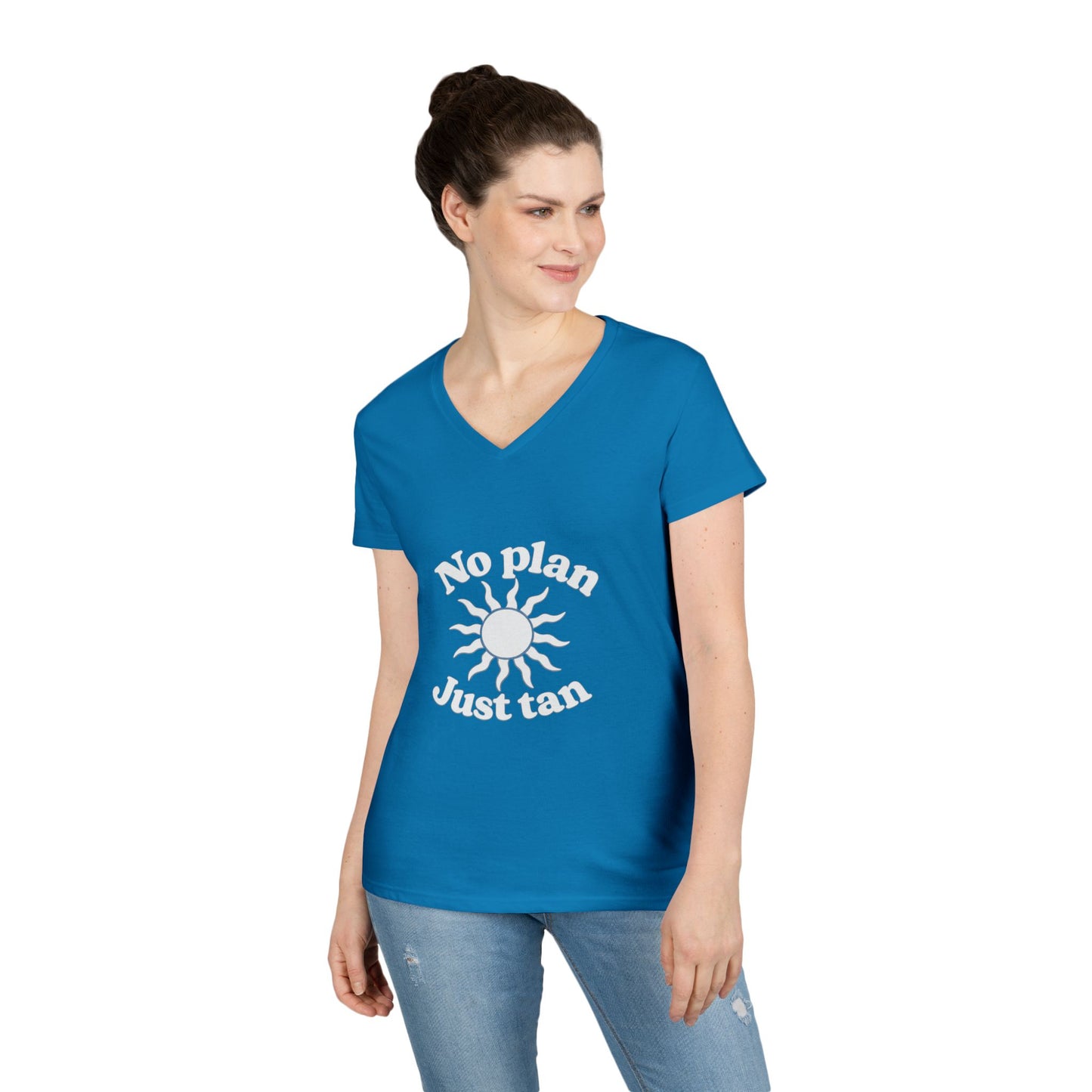 No Plan. Just Tan. | Women's Beach & Lake Life V-Neck T-Shirt