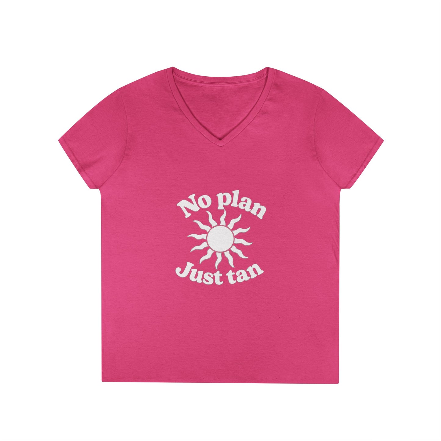 No Plan. Just Tan. | Women's Beach & Lake Life V-Neck T-Shirt