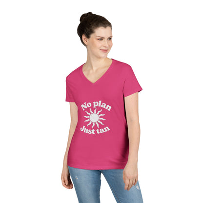 No Plan. Just Tan. | Women's Beach & Lake Life V-Neck T-Shirt