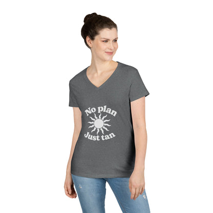 No Plan. Just Tan. | Women's Beach & Lake Life V-Neck T-Shirt