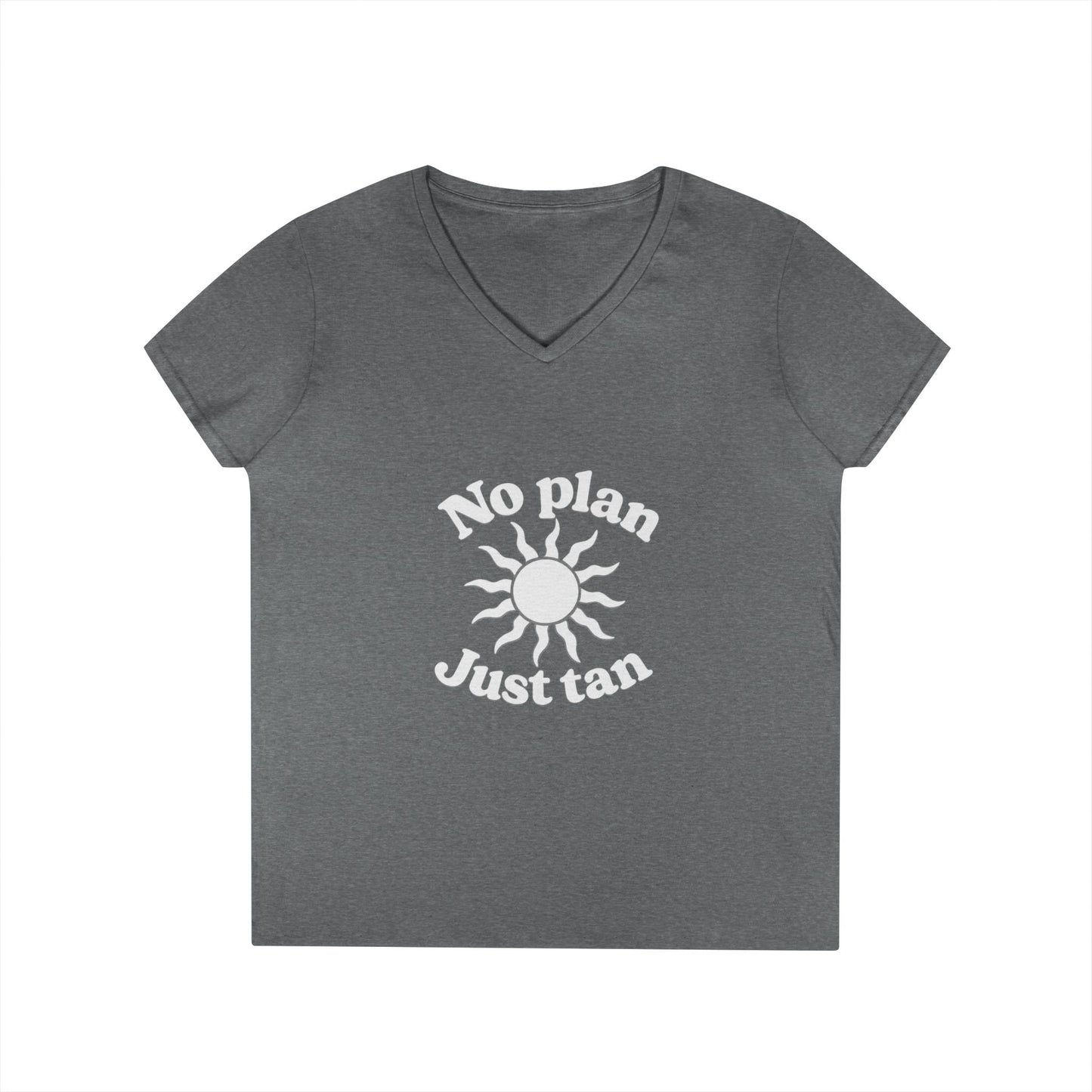 No Plan. Just Tan. | Women's Beach & Lake Life V-Neck T-Shirt