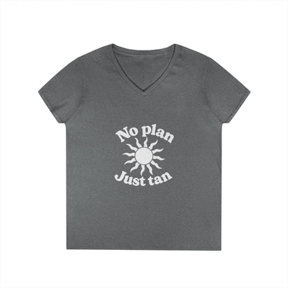 No Plan. Just Tan. | Women's Beach & Lake Life V-Neck T-Shirt