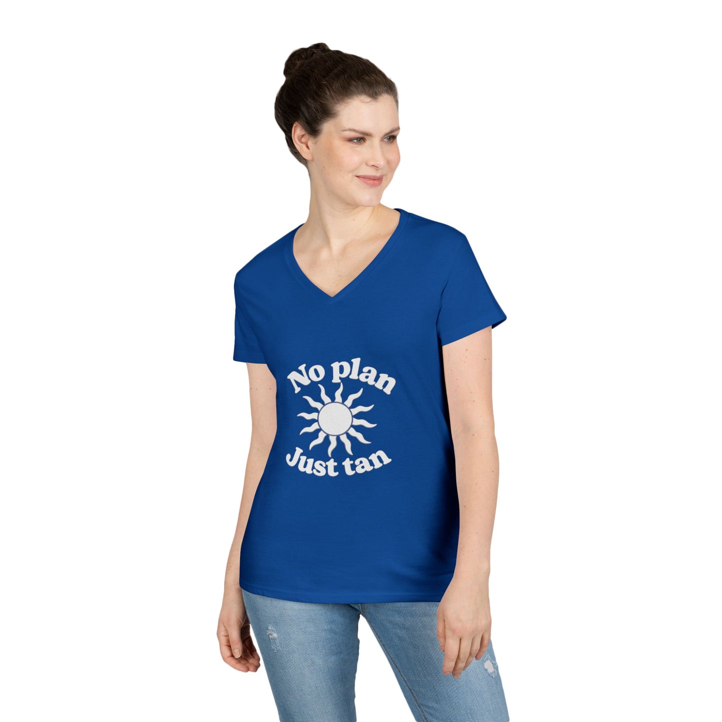No Plan. Just Tan. | Women's Beach & Lake Life V-Neck T-Shirt