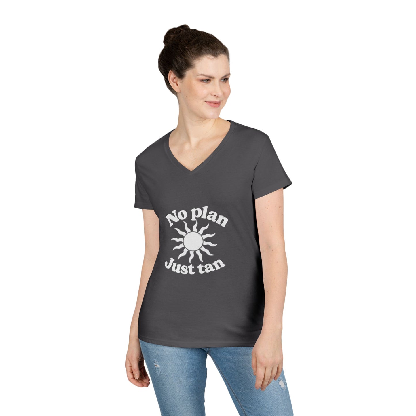 No Plan. Just Tan. | Women's Beach & Lake Life V-Neck T-Shirt