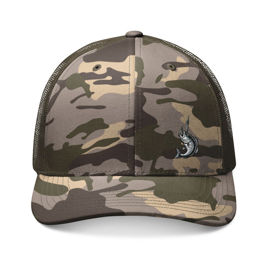 No Plans. Just Fishing. Camo Trucker Hat | Embroidered Fishing Hat