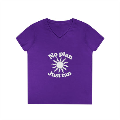 No Plan. Just Tan. | Women's Beach & Lake Life V-Neck T-Shirt