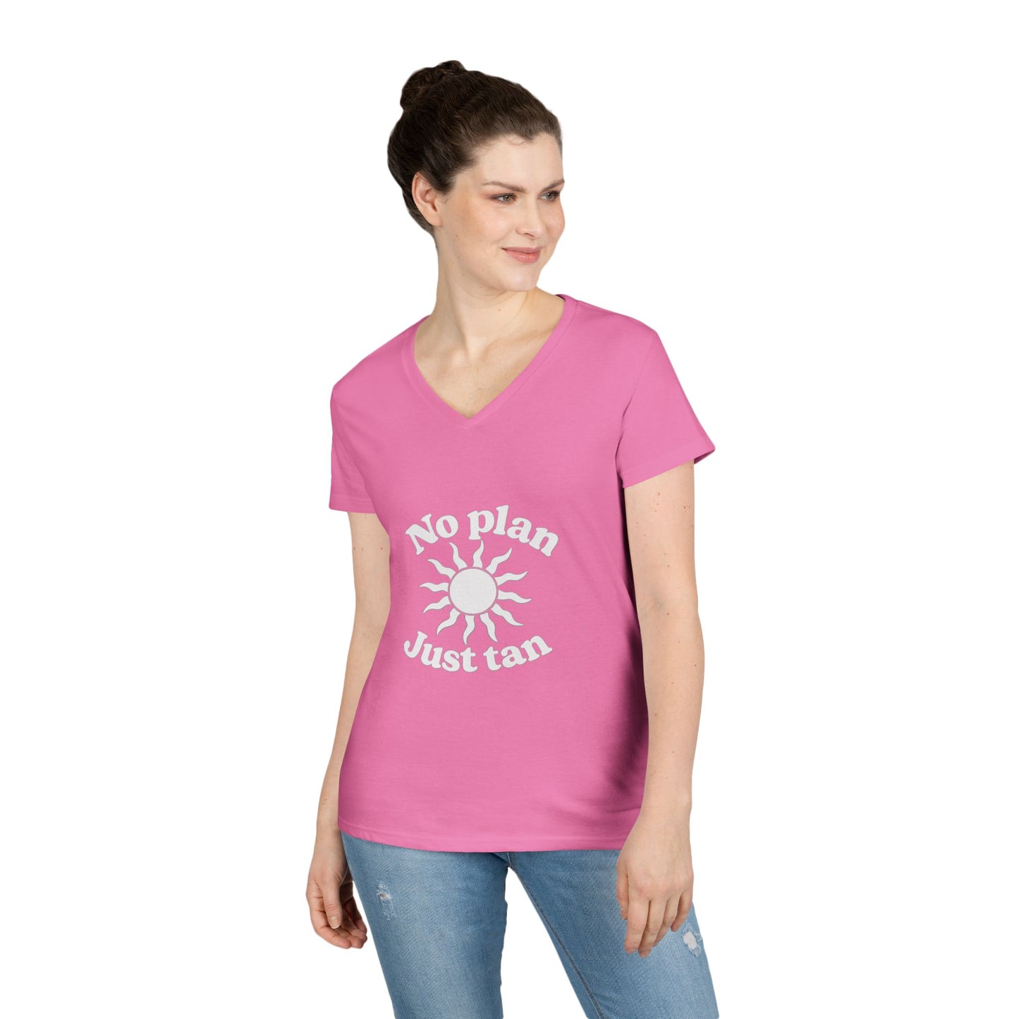 No Plan. Just Tan. | Women's Beach & Lake Life V-Neck T-Shirt