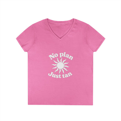 No Plan. Just Tan. | Women's Beach & Lake Life V-Neck T-Shirt