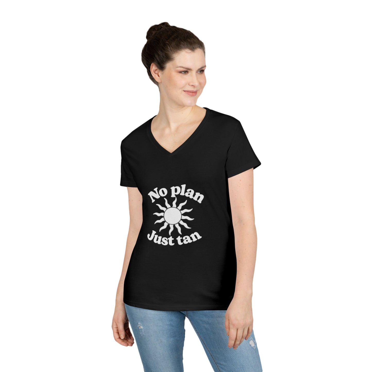 No Plan. Just Tan. | Women's Beach & Lake Life V-Neck T-Shirt