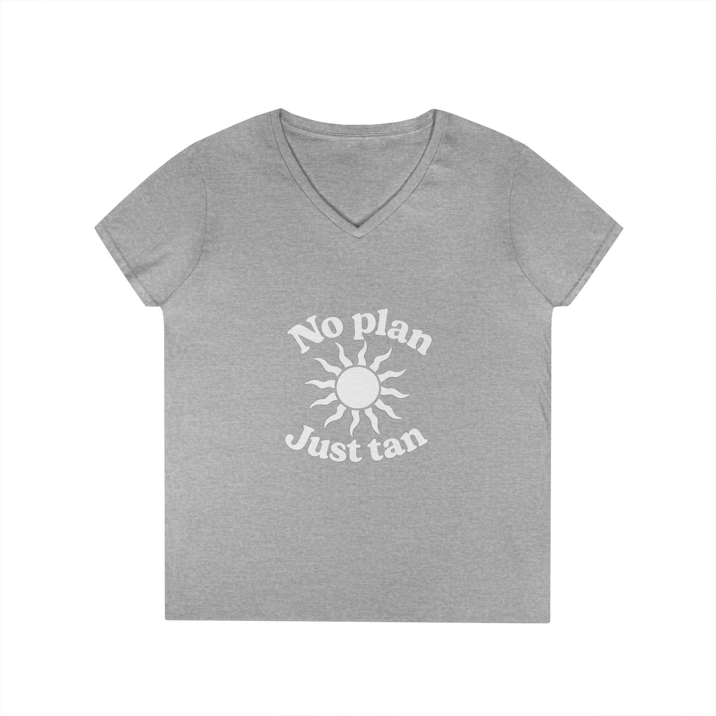 No Plan. Just Tan. | Women's Beach & Lake Life V-Neck T-Shirt