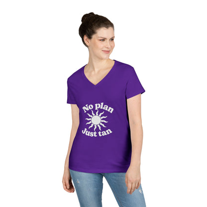 No Plan. Just Tan. | Women's Beach & Lake Life V-Neck T-Shirt