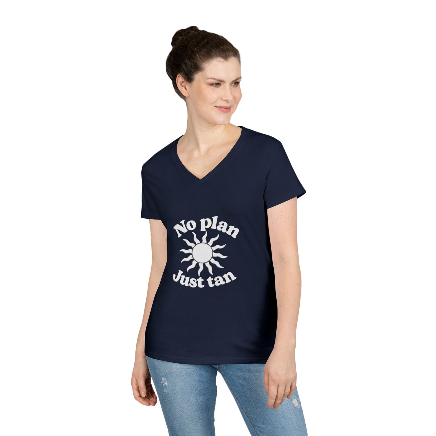 No Plan. Just Tan. | Women's Beach & Lake Life V-Neck T-Shirt