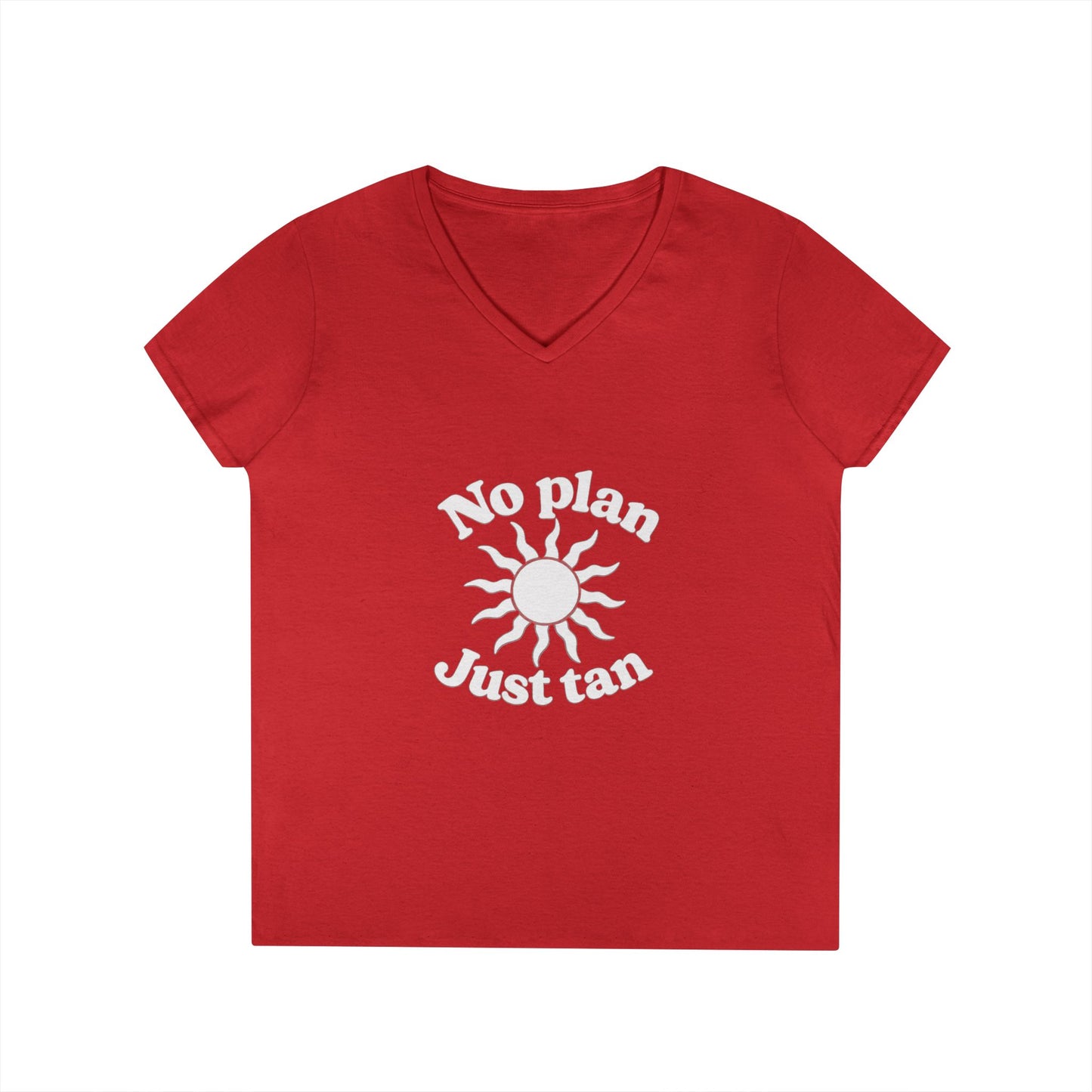 No Plan. Just Tan. | Women's Beach & Lake Life V-Neck T-Shirt