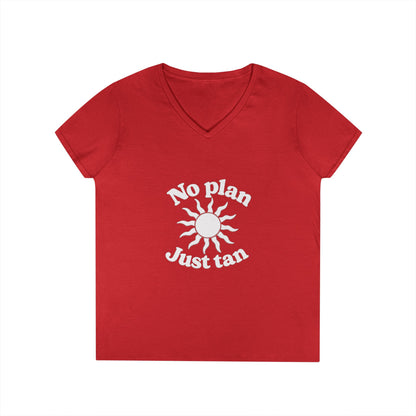 No Plan. Just Tan. | Women's Beach & Lake Life V-Neck T-Shirt