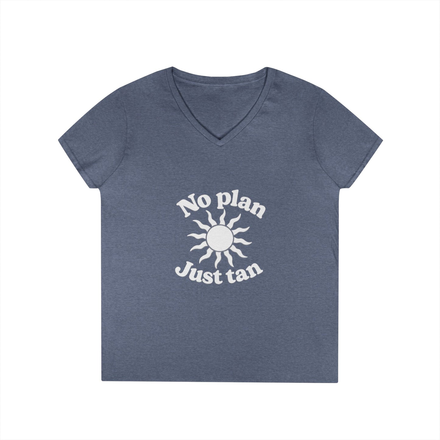No Plan. Just Tan. | Women's Beach & Lake Life V-Neck T-Shirt