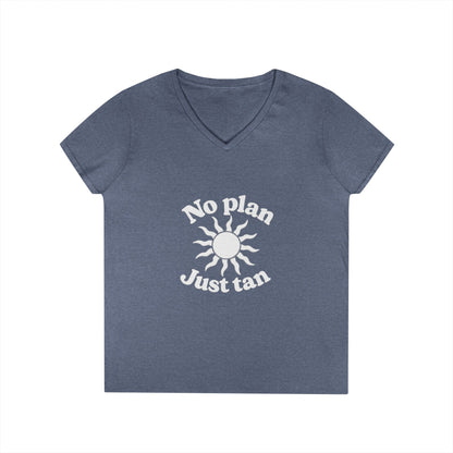 No Plan. Just Tan. | Women's Beach & Lake Life V-Neck T-Shirt