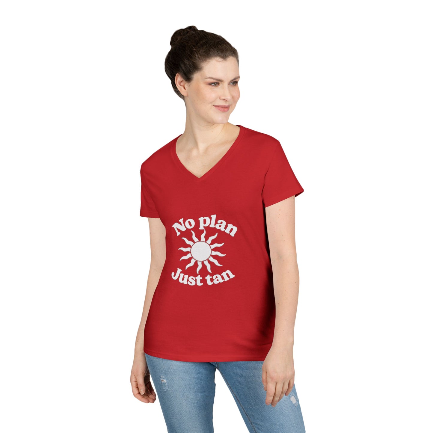 No Plan. Just Tan. | Women's Beach & Lake Life V-Neck T-Shirt