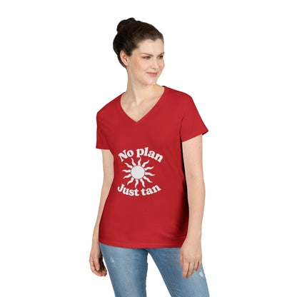 No Plan. Just Tan. | Women's Beach & Lake Life V-Neck T-Shirt