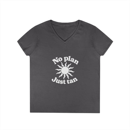 No Plan. Just Tan. | Women's Beach & Lake Life V-Neck T-Shirt