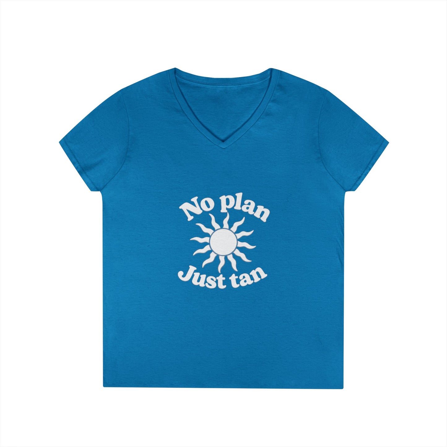 No Plan. Just Tan. | Women's Beach & Lake Life V-Neck T-Shirt