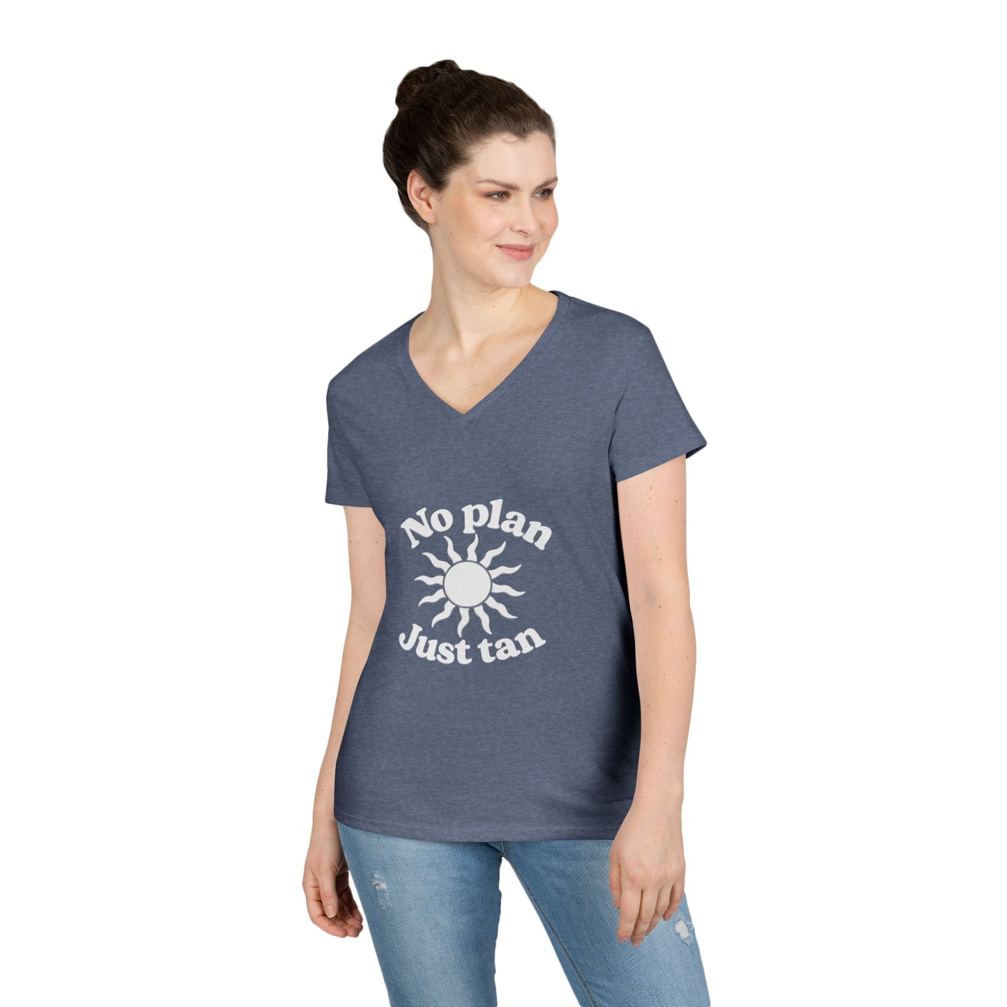 No Plan. Just Tan. | Women's Beach & Lake Life V-Neck T-Shirt