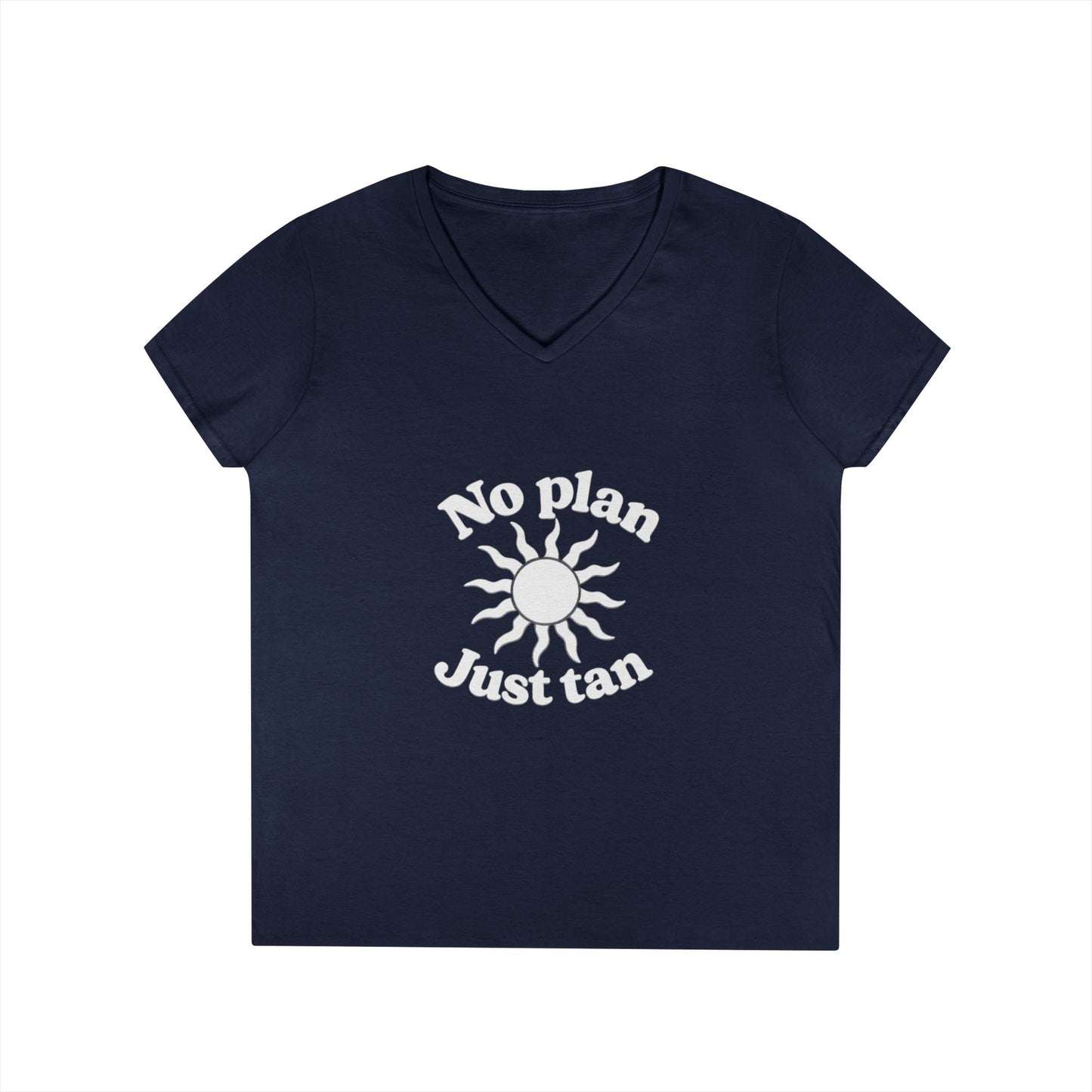 No Plan. Just Tan. | Women's Beach & Lake Life V-Neck T-Shirt
