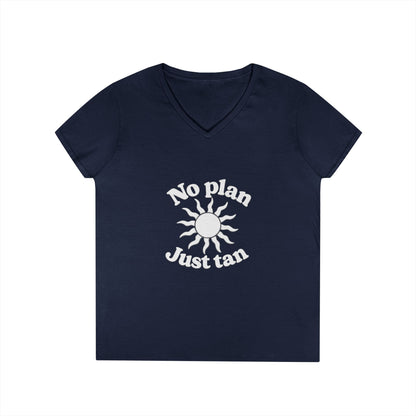 No Plan. Just Tan. | Women's Beach & Lake Life V-Neck T-Shirt