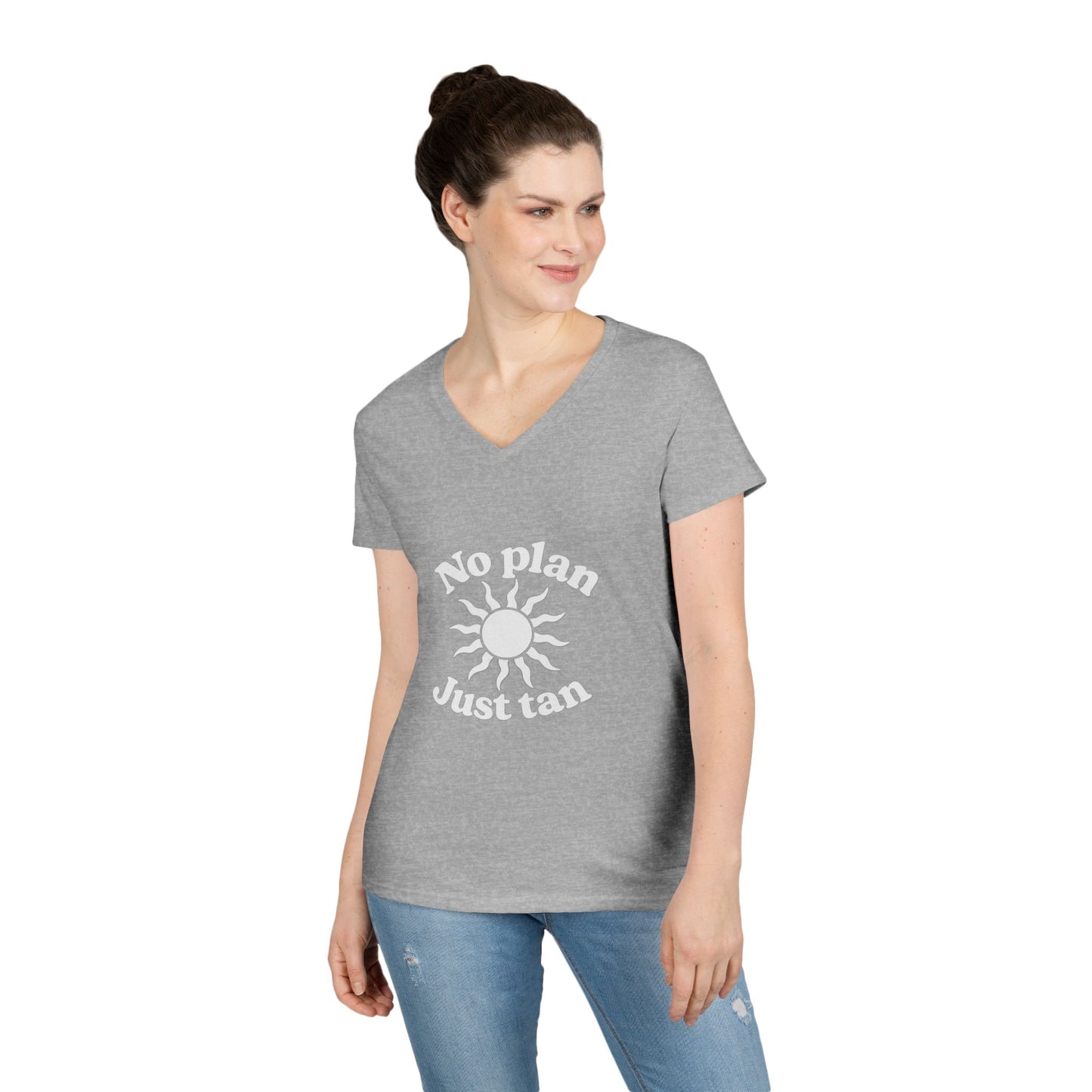 No Plan. Just Tan. | Women's Beach & Lake Life V-Neck T-Shirt