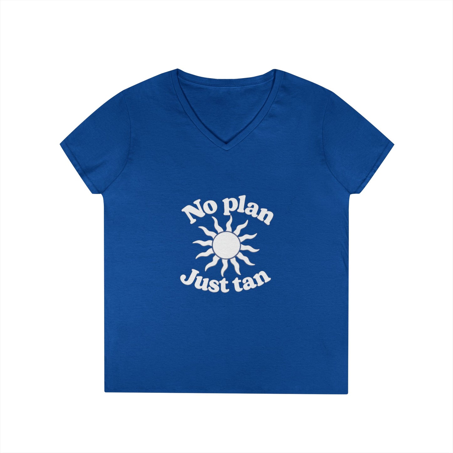 No Plan. Just Tan. | Women's Beach & Lake Life V-Neck T-Shirt