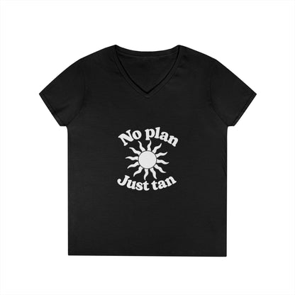No Plan. Just Tan. | Women's Beach & Lake Life V-Neck T-Shirt